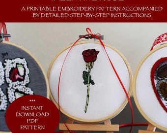 Rose  Embroidery  Pattern | Instant Digital Download | Instant Download | Digital Download | Valentine Pattern | Red Rose