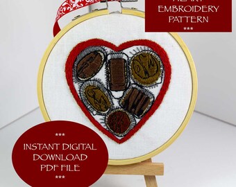 Candy Heart  Embroidery  Pattern | Instant Digital Download | Instant Download | Digital Download | Valentine Pattern | Box of Chocolates