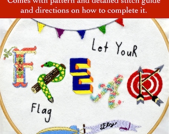 Let Your Freak Flag Fly  Printable Embroidery Pattern | Instant Download | Instant Digital Download |