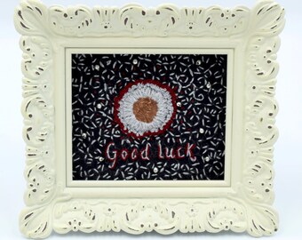 FRAMED EMBROIDERY ART / Good Luck Charm
