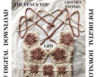 Granny Square bralette top pattern by Tania Skalozub