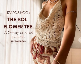 The Sol Flower Tee CROCHET PATTERN | Digital Download PDF | Lizard&Hook