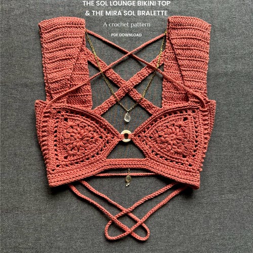 The Sol Lounge Bikini Top and The Mira Sol Bralette CROCHET PATTERN | Digital Download PDF | Lizard&Hook