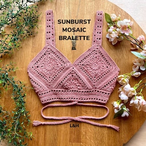 Crochet Top PATTERN Sunburst Mosaic Bralette Pattern Crochet PDF Lizard&Hook image 1