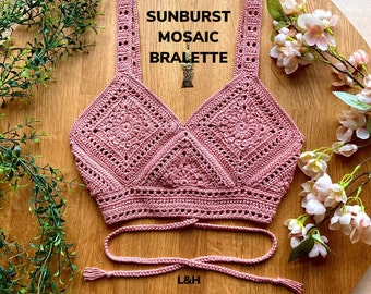 Gehaakt topje PATROON | Sunburst Mozaïek Bralette Patroon | Haak PDF | Hagedis&Haak |