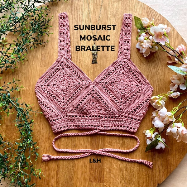 Haut au crochet MOTIF | Motif Bralette Mosaïque Sunburst | Crochet PDF | Lézard et Crochet |