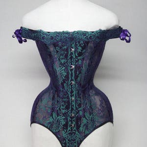 Body Shaper Corset: Lady Maleficent-Violet+green lace corset-Fairytale corset-Fantasy Ball corset-Evil fairy corset-Hand crafted-CLadyM1
