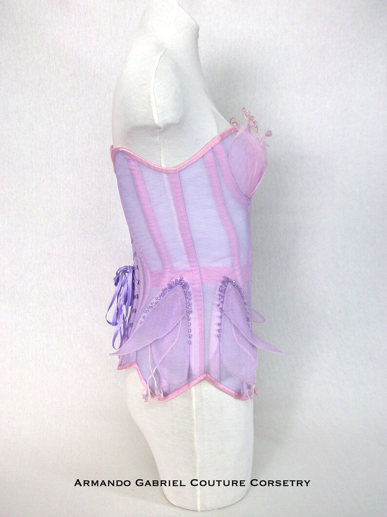 Corset: Lavender-Flower corset-Net corset-Fairytale corset-Fantasy Ball gown corset-Bridal corset-Halloween corset-Hand crafted-Custom-CLav1 image 3