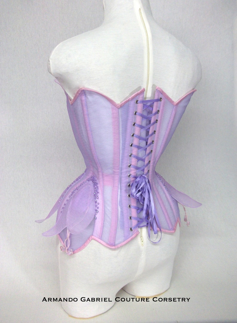 Corset: Lavender-Flower corset-Net corset-Fairytale corset-Fantasy Ball gown corset-Bridal corset-Halloween corset-Hand crafted-Custom-CLav1 image 5