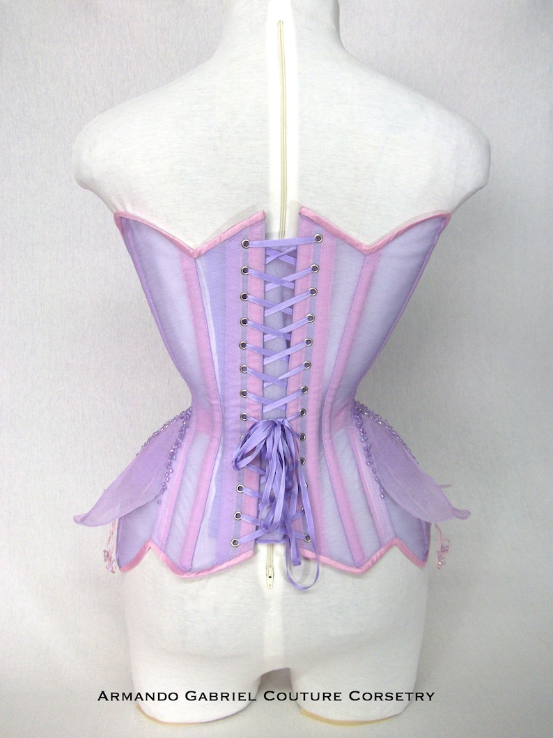 Corset: Lavender-Flower corset-Net corset-Fairytale corset-Fantasy Ball gown corset-Bridal corset-Halloween corset-Hand crafted-Custom-CLav1 image 4