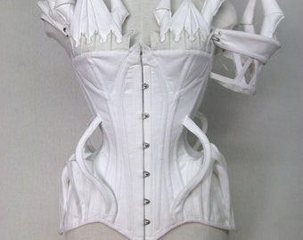 Corset: Civilization-White cotton corset-Fantasy ball gown corset-castle corset-Fairytale corset-Halloween corset-hand crafted-CCiv1