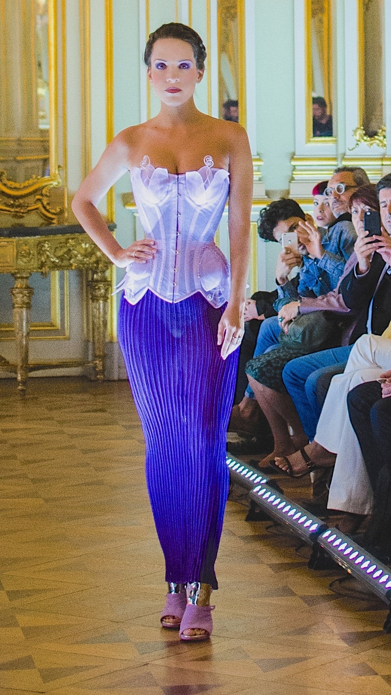Corset: Lavender-Flower corset-Net corset-Fairytale corset-Fantasy Ball gown corset-Bridal corset-Halloween corset-Hand crafted-Custom-CLav1 image 7