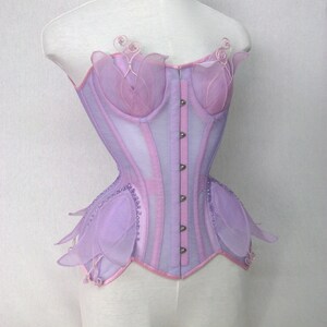 Corset: Lavender-Flower corset-Net corset-Fairytale corset-Fantasy Ball gown corset-Bridal corset-Halloween corset-Hand crafted-Custom-CLav1 image 2