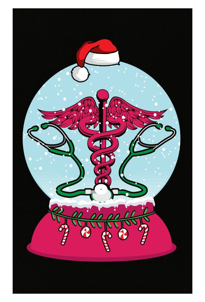 Christmas Snow Globe For Nurses Poster Etsy