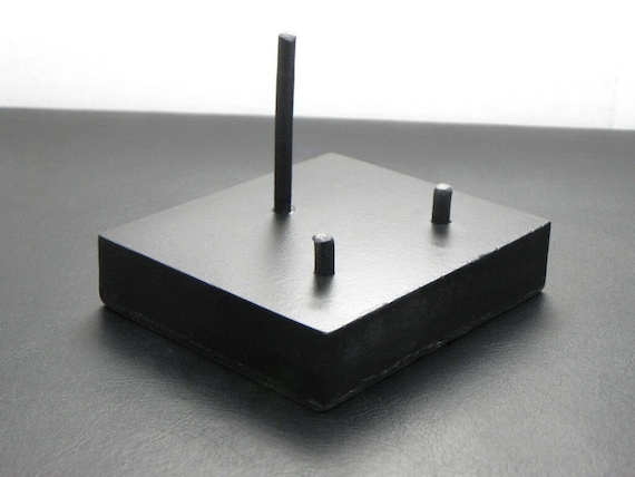 Black Steel Megalodon Tooth Stand: Fossil Display (3-Post)