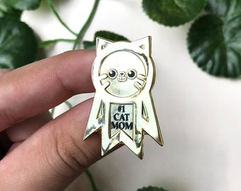 Auszeichnung für #1 Cat Dad und #1 Cat Mom / Cat Besitzer Anstecker aus Messing Emaille