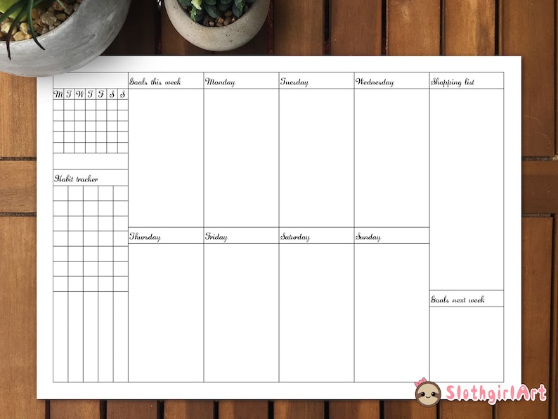 Printable/digital Bujo Weekly Spread 1 Instant Download Planner Page ...