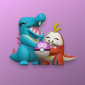 Totodile And Fuecoco Loveball STL 3D Printing Digital File