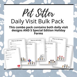 Daily Pet Sitter Visit Form, Pet Sitting PDF Printables, Pet Sitter Printable, Pet Sitting Business, Business Printables Forms, Report Card