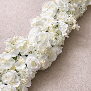 White Orchid Flower Garland: Rose Hydrangea Table Runner