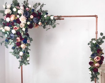 Burgundy eucalyptus Flower Arch Arrangement - Artificial Corner Flower Arch Arrangement