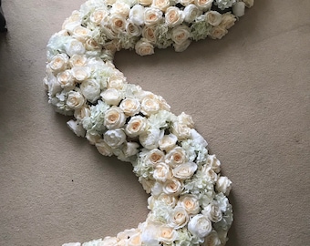 Cream Floral Garland: Silk Wedding Table Runner, Aisle Decor