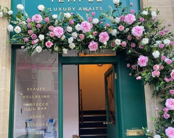 LUXE Pink Roses and Peonies Flower Garland - Shop Front Decor - READY MADE