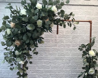 Eucalyptus and Roses Flower Arch Arrangement, Wedding Arch Swag Decor