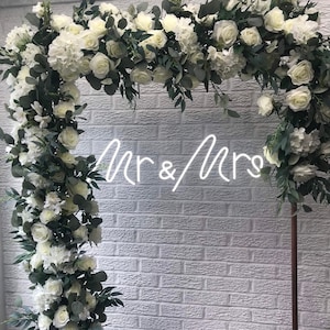 Classic White Roses Wedding Flower Garland Backdrop Arch Decoration | Event Decor