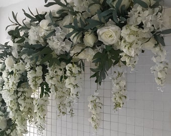 Blauweregen bruiloft bloemenslinger achtergrond boog decor | Kunstmatige gelijkmatige decoratie