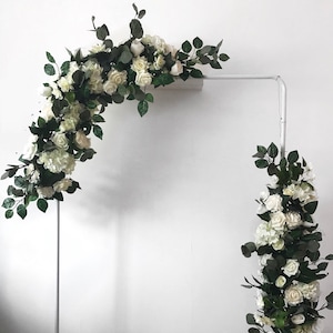 White Silk Wedding Arch Flowers: Elegant Floral Garland (Set of 2)