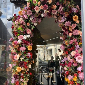Doorway Flower Garland Decor, Pink & Burgundy Shop Front Flower Garland image 1