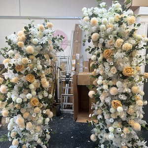 White Blossom Wedding Flower Arch: Ceremony Backdrop