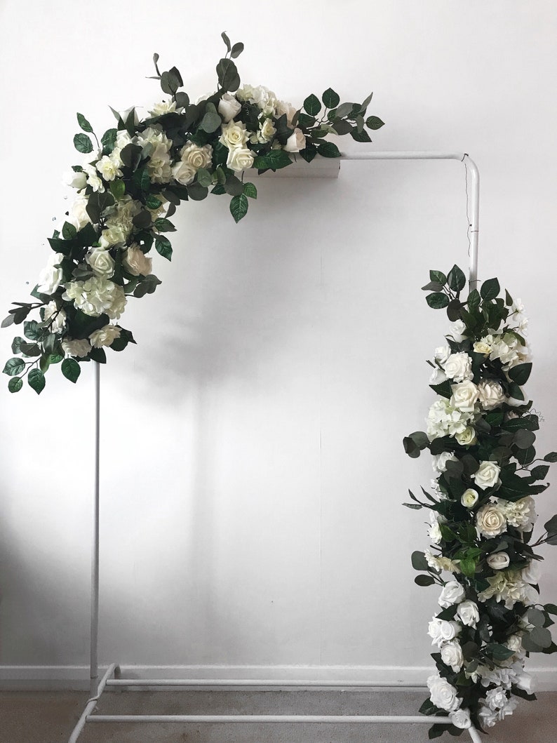 Arch garland, Arch flowers, Flower garland, Wedding arch flowers, Wedding arch swag, wedding garland, Floral garland, White wedding flowers image 1