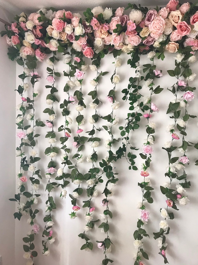 Pink Flower Garland Pink Flower Wall Floral Garland Wedding Etsy