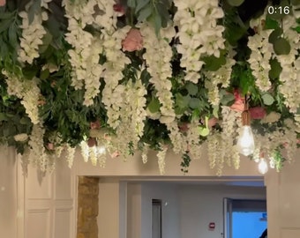 Wisteria Flower Ceiling Wall, Flower wall ceiling, wisteria flower wall, trailing flower wall, restaurant flower ceiling