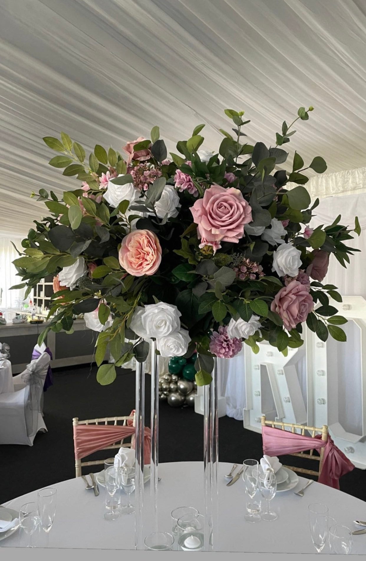Boho Flower Centrepiece, Floral Wedding Centrepiece, Large Silk Flower Ball, Table Vase