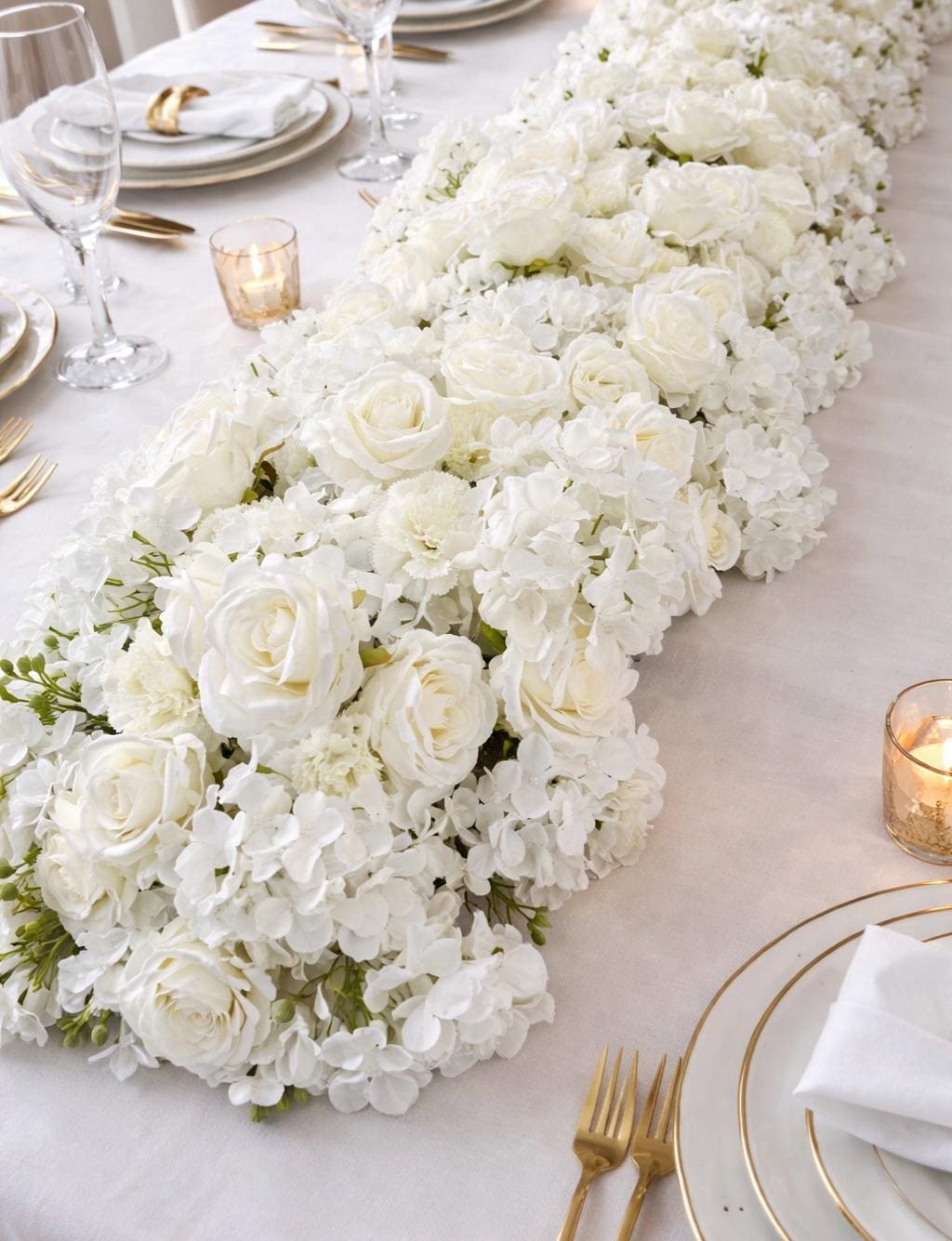 Glam Silk Flower Table Runner: Flexible Floral Garland, 15-inch