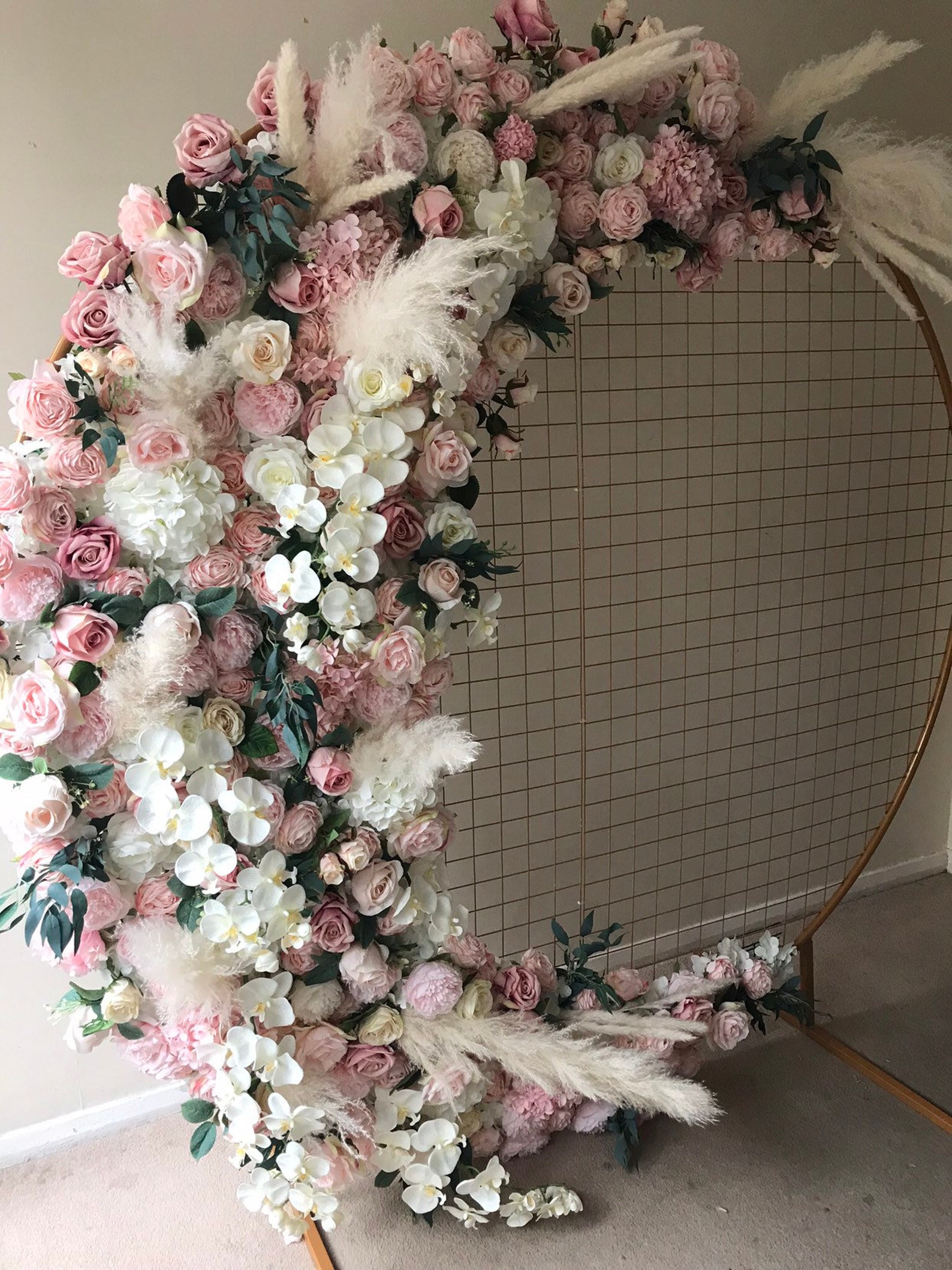 Mesh Gold Arch Flower Wall Floral Wall Flower Swag Arch Etsy