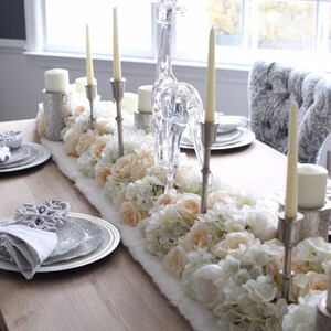 Ivory & Peach Silk Rose Garland: Wedding Table Runner Arch Decor