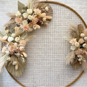 Cream Boho Pampas arch swag, Pampas arrangement, boho wedding arch, tan dry flowers arch, neutral boho arch, wedding arch swag