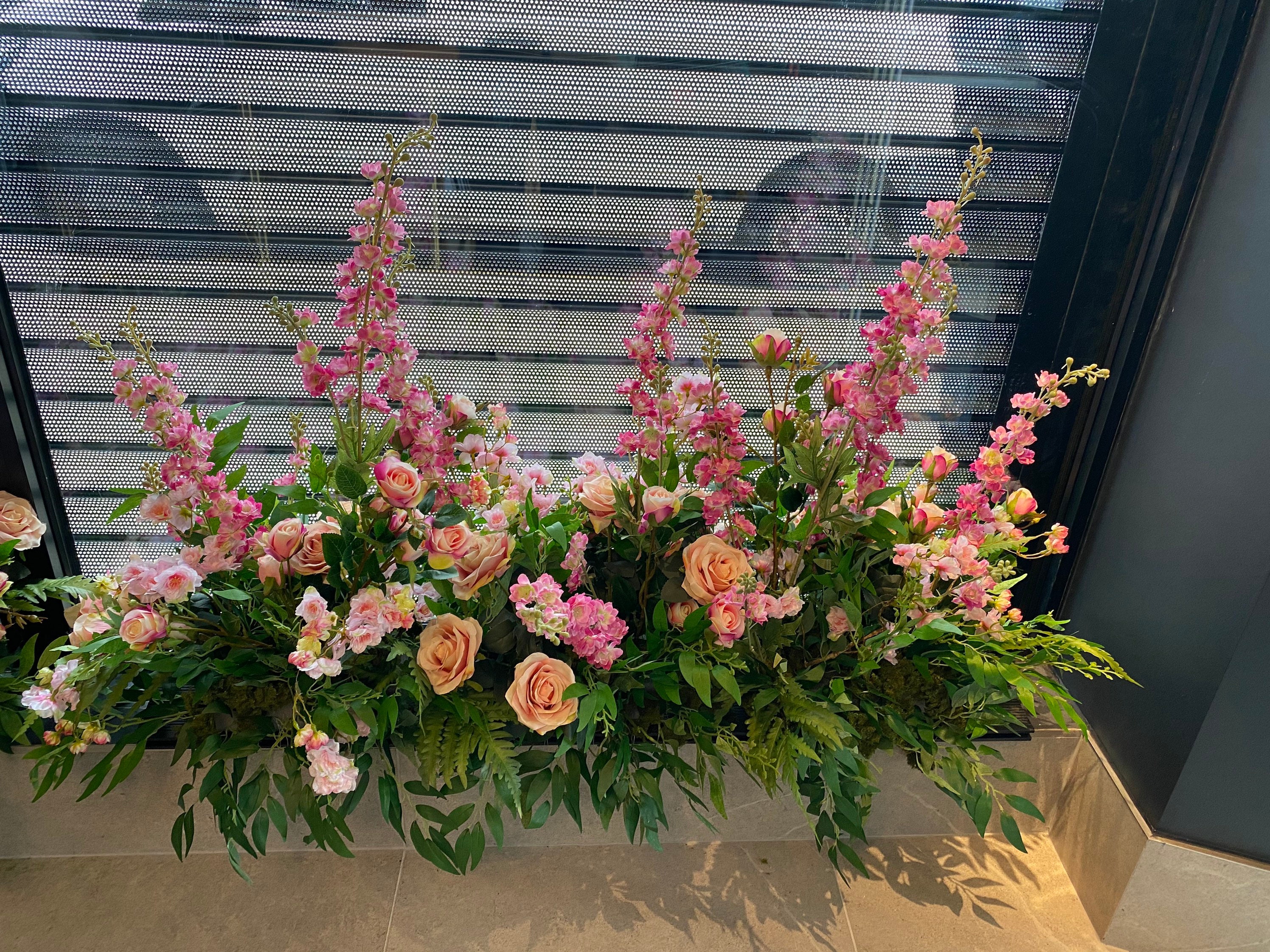 Floor Flower Arrangement, Window Sill Flowers, Floor Wedding Outdoor Aisle Flowers
