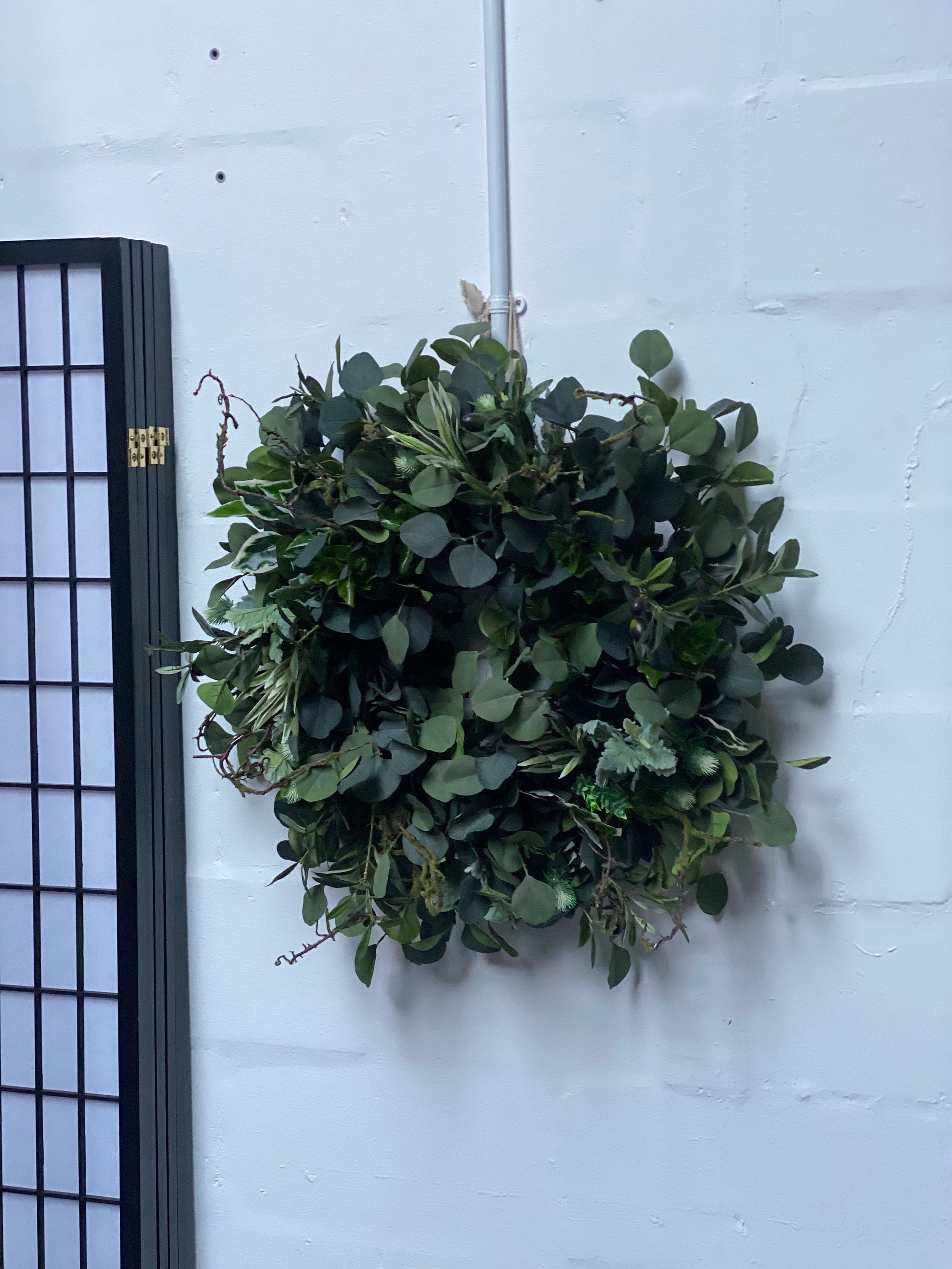 Luxe Eucalyptus Wreath, Eucalyptus & Olive Silk Artificial Foliage Door Faux Wreath