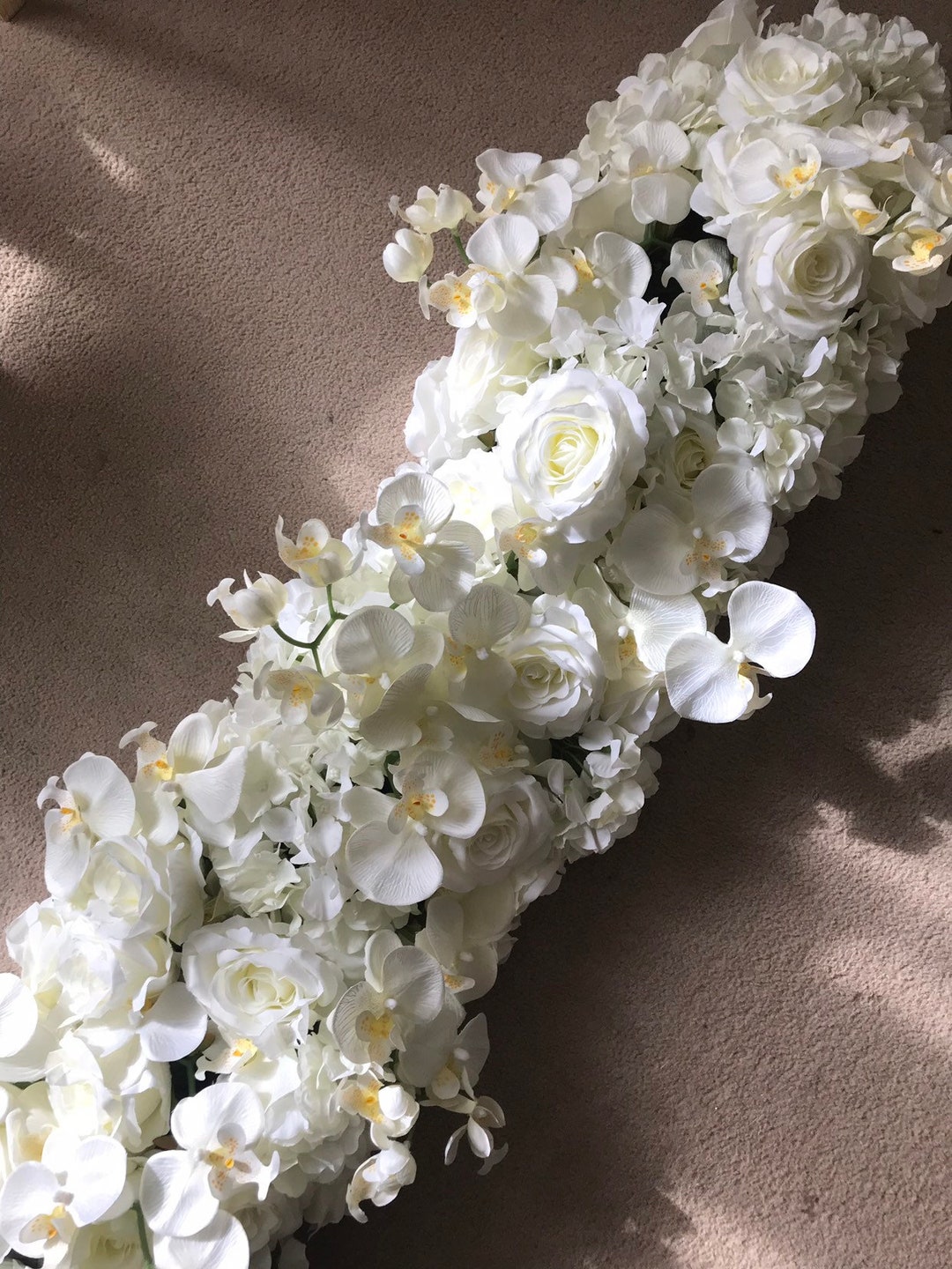 White Orchid Flower Garland: Rose Hydrangea Table Runner - Etsy