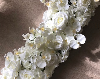 White Orchid Flower Garland: Rose Hydrangea Table Runner
