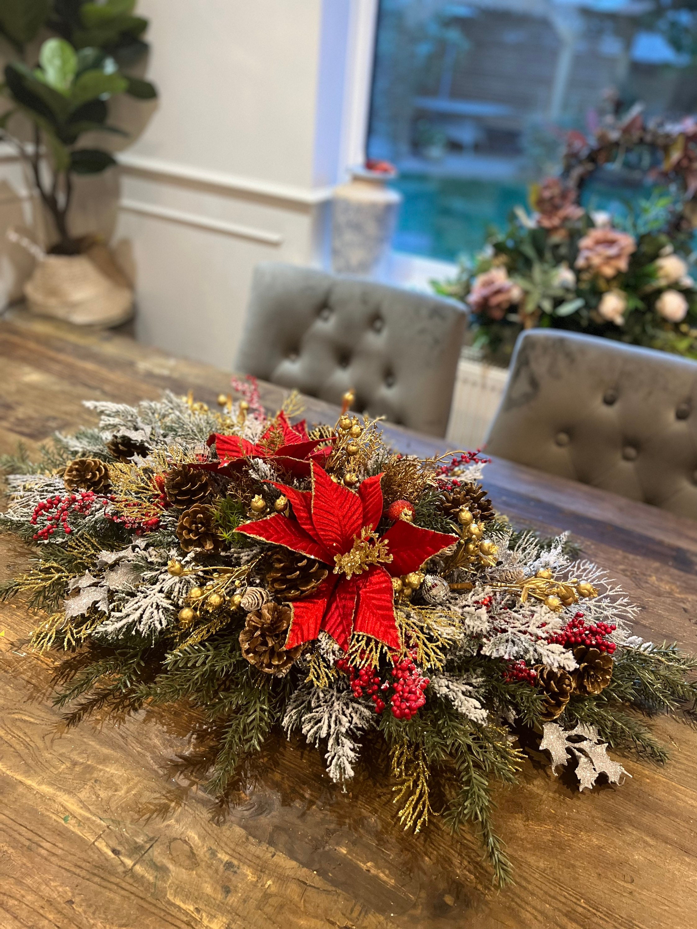 Red and gold christmas table centerpieces Clearance