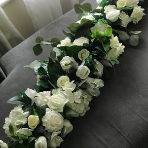 Arch garland, Arch flowers, Flower garland, Wedding arch flowers, Wedding arch swag, wedding garland, Floral garland, White wedding flowers image 4