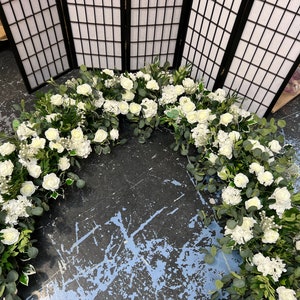 Wedding Ground Flower Arch, Wedding Flower Garland, Floor Flower Runner, Aisle Floor Runner, Artificial Flower Runner