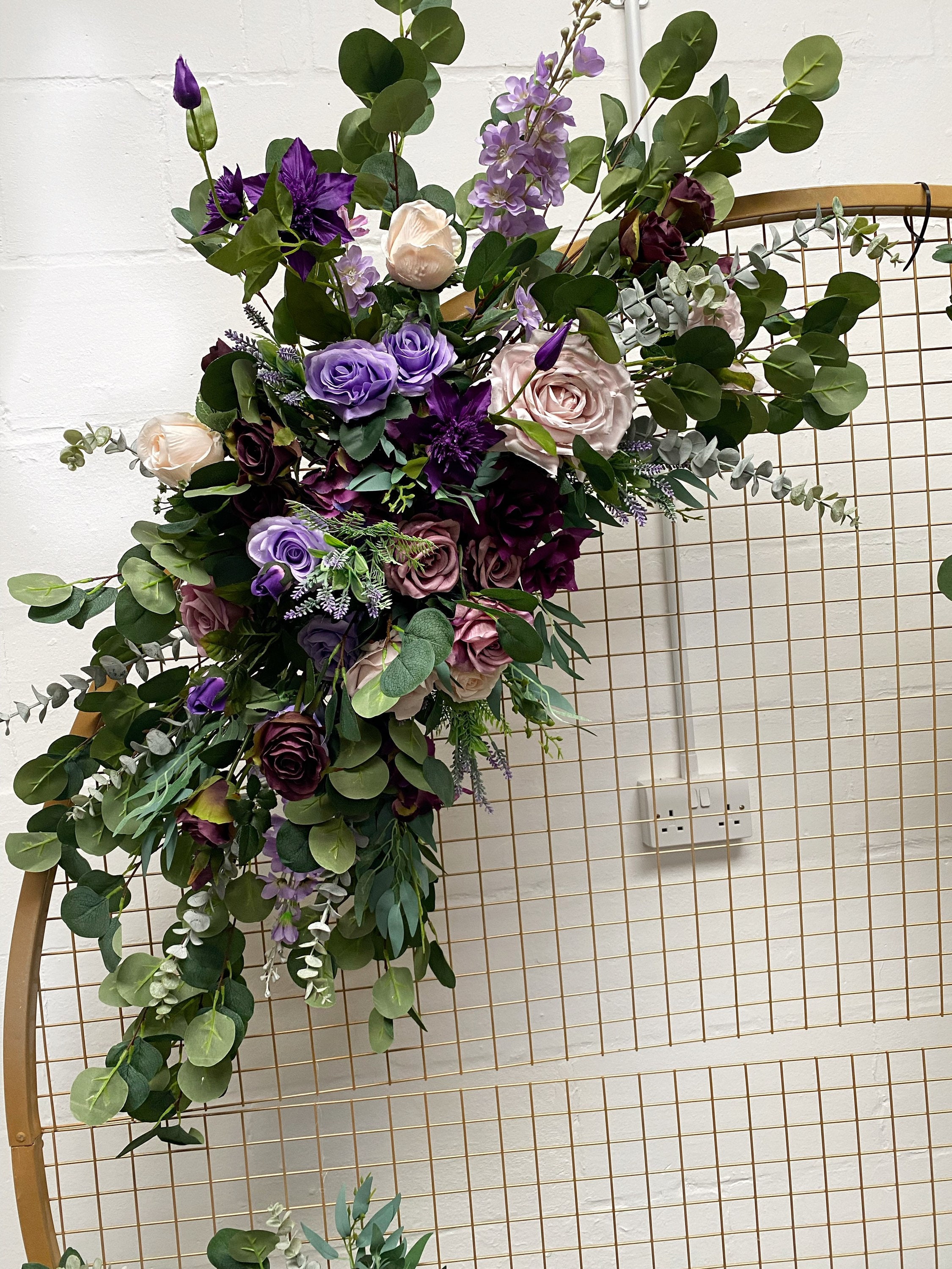 Purple Flower Swag, Purple Arch Arrangement, Fall Moody Dark Wedding Flowers, Arrangements
