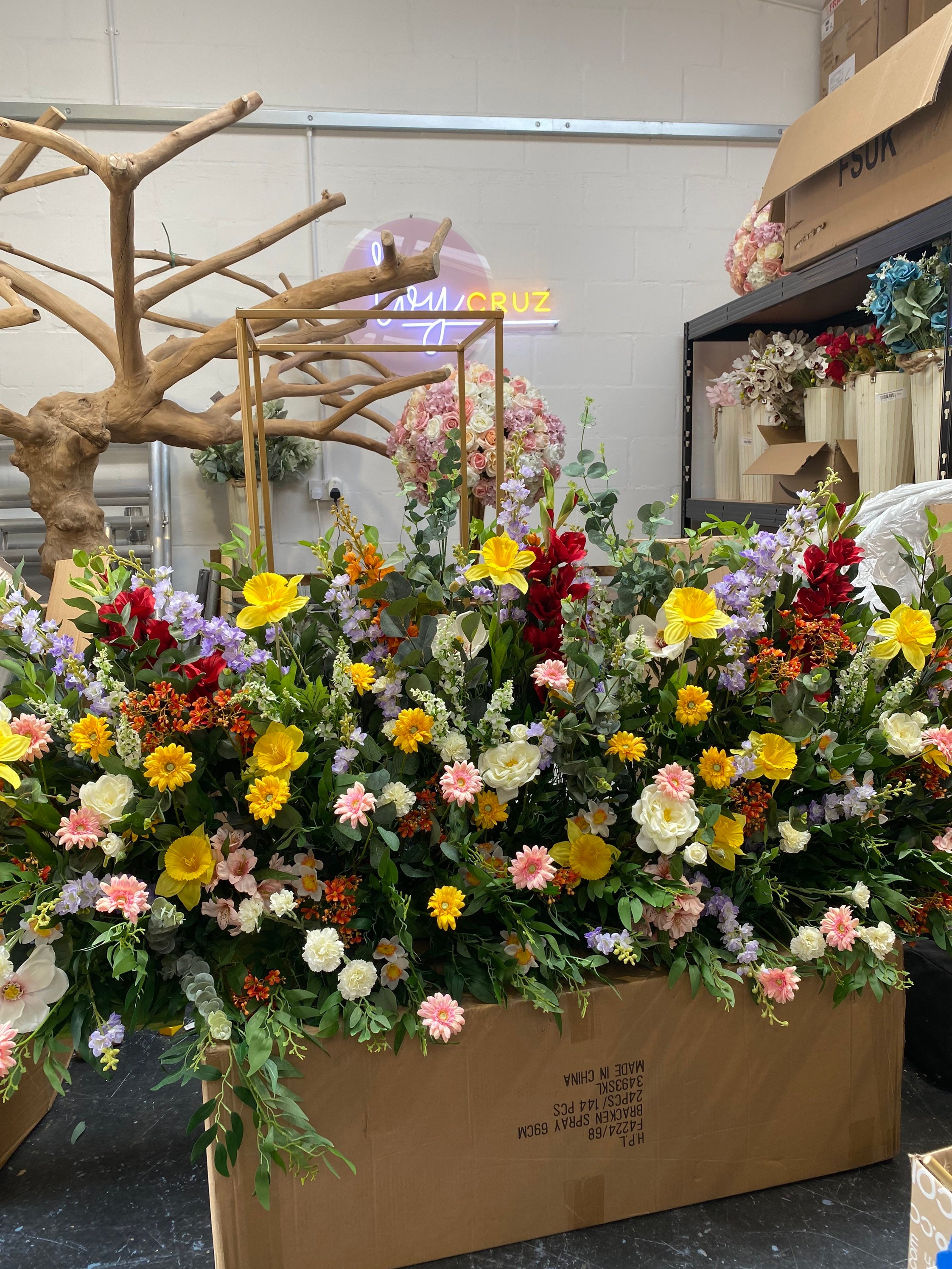 Floor Flower Arrangement, Altar Church Flowers, Floor Wedding Outdoor Window Aisle Flowers